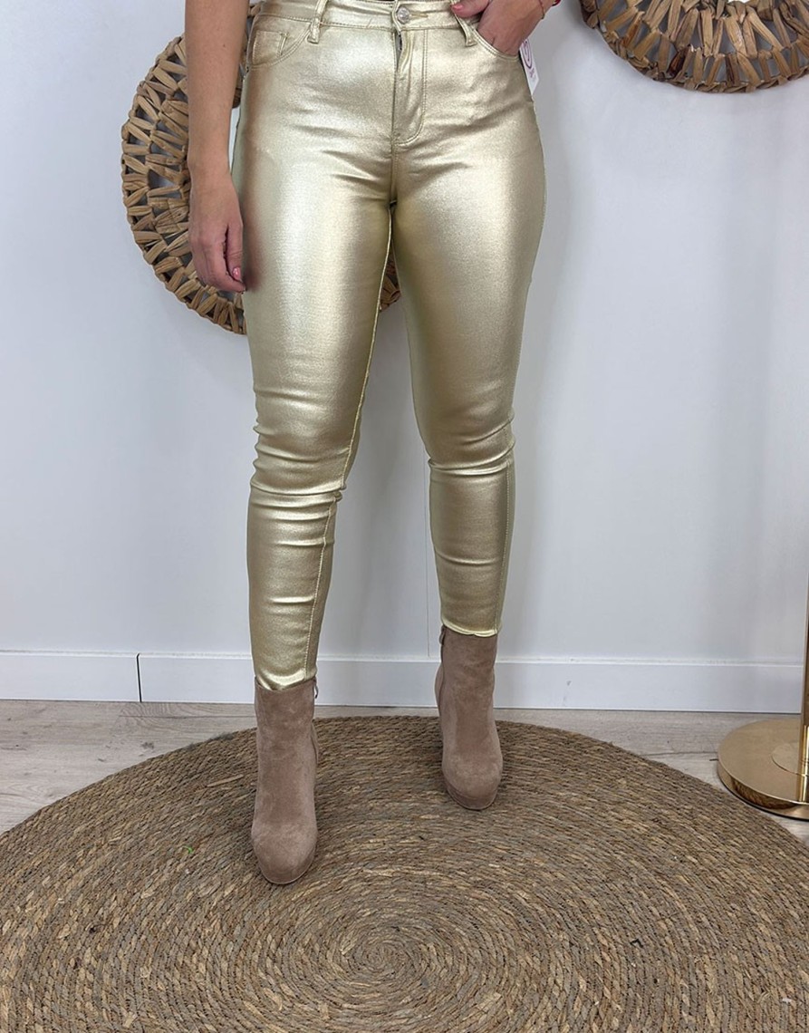 QUINCE MODAS Pantalon Elastico Oro | H:Hnes Y Leggins