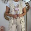 QUINCE MODAS Chaleco Crochet Largo | Chaquetas Y Blazers