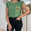 QUINCE MODAS Camiseta Bolsillo Color Crochet | Camisetas