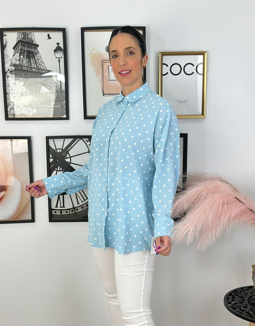 QUINCE MODAS Camisa Lunaritos Oversize | Camisas Y Tops