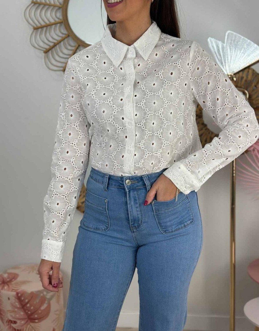 QUINCE MODAS Camisa Troquelada | Camisas Y Tops