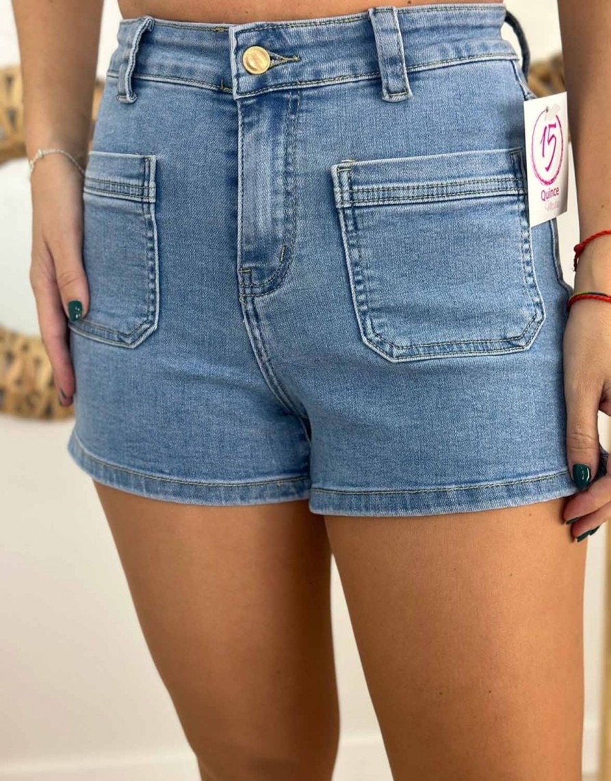 QUINCE MODAS Short Vaquero Bolsillos | H:Hnes Y Leggins