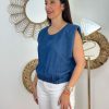 QUINCE MODAS Blusa Vaquera Hombreras | Camisas Y Tops