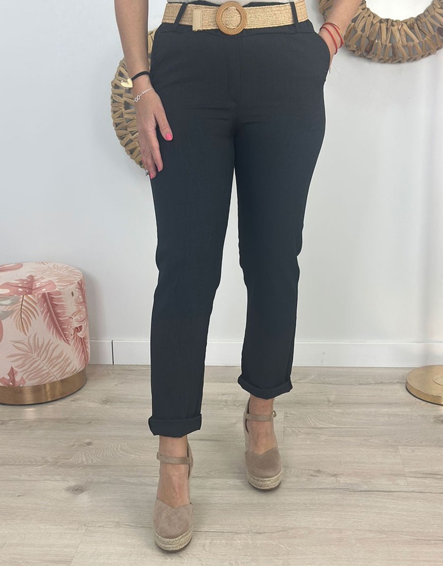 QUINCE MODAS Pantalon Con Cinturon Rafia | H:Hnes Y Leggins