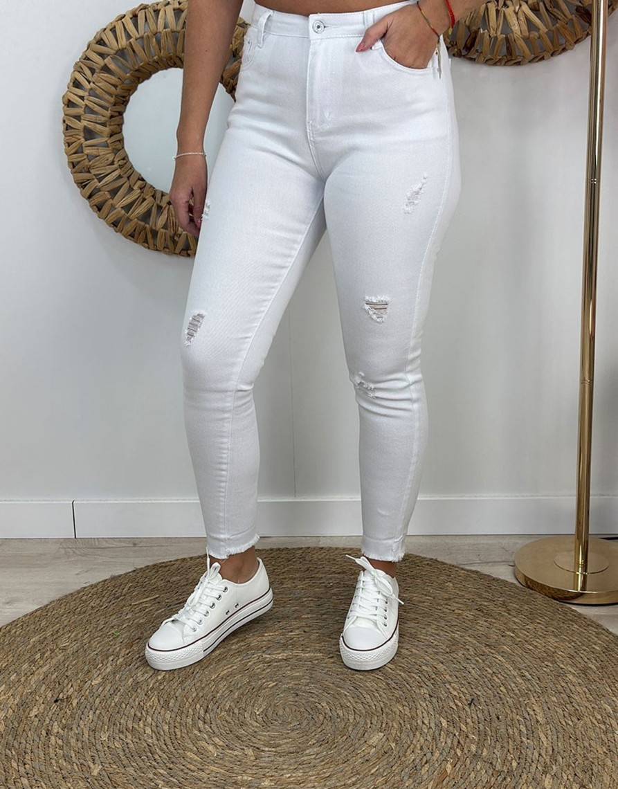 QUINCE MODAS Vaquero White Desgastado | H:Hnes Y Leggins