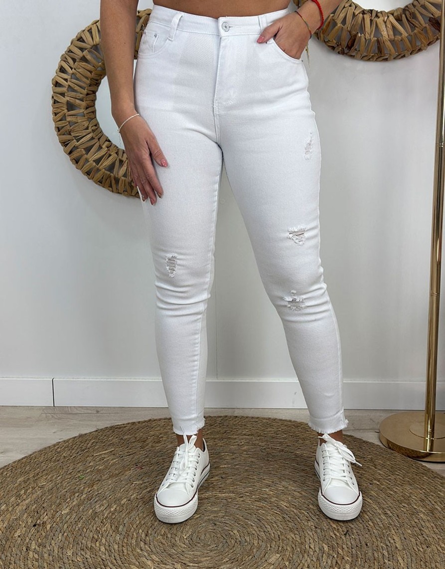 QUINCE MODAS Vaquero White Desgastado | H:Hnes Y Leggins