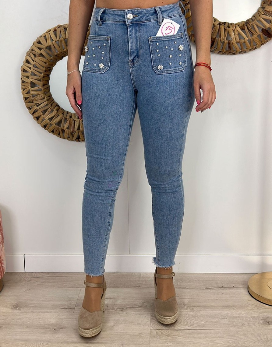 QUINCE MODAS Vaquero Bolsillos Piedras | H:Hnes Y Leggins