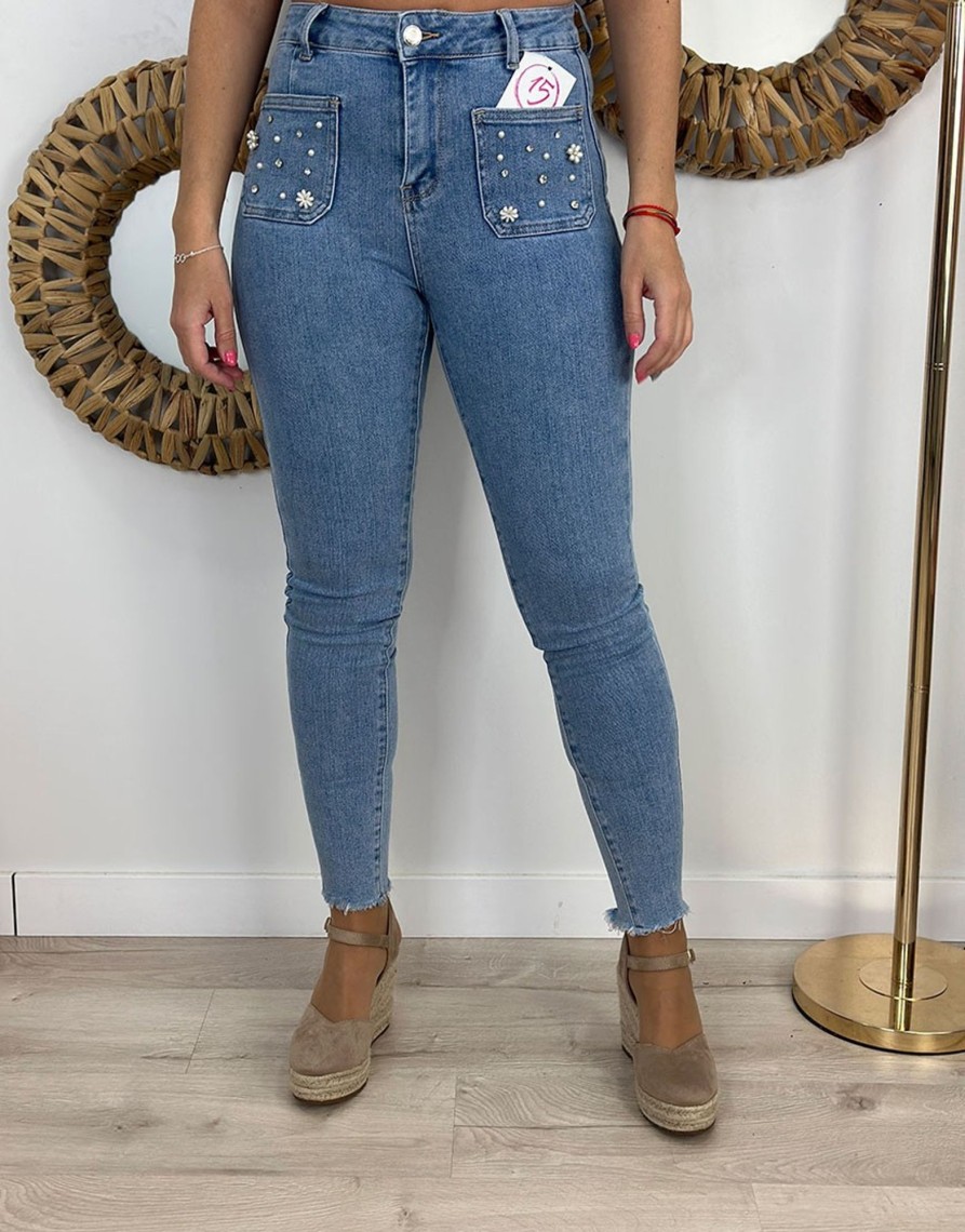 QUINCE MODAS Vaquero Bolsillos Piedras | H:Hnes Y Leggins